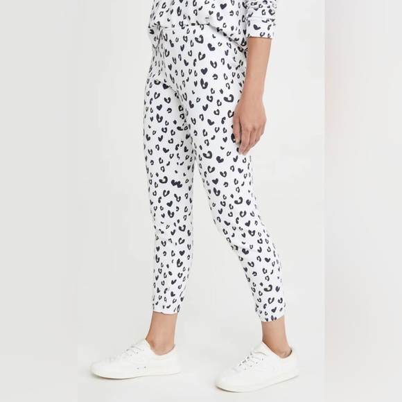 MONROW Heart Leopard Elastic Waist Sweats - Picture 1 of 4